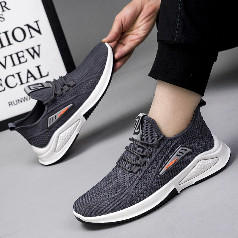 New 2021 Spring Breathable Fly Knitted Athletic Men Trainer Walking Shoes