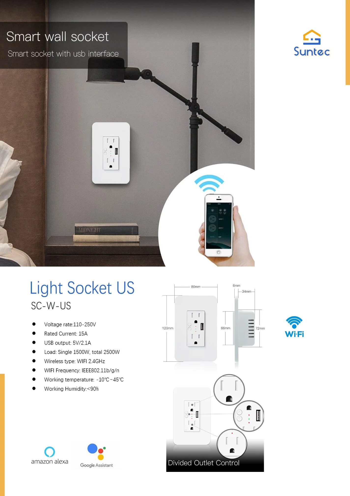 WiFi Smart Socket app للتحكم عن بعد Smart WiFi Switch Socket مع متوافق مع Alexa وGoogle Home