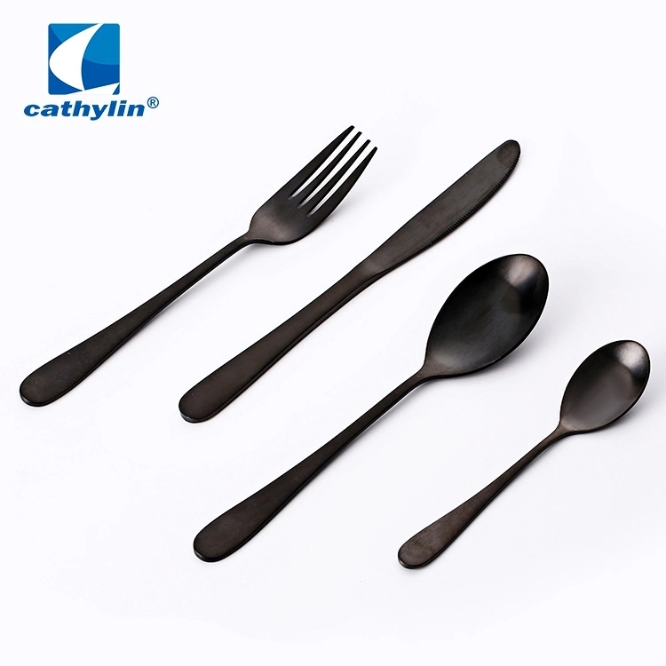 Food Grade Modern Black Metal 18/10 Ss Dinnerware for Travel