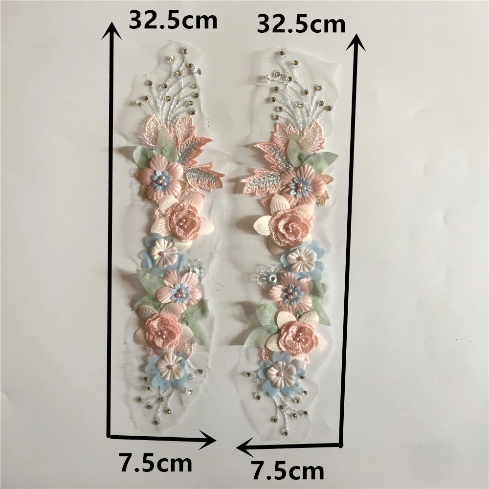 K1035 3D Flower Pearl Lace Mesh Lace Fabric Collar Flower DIY Embroidery Decorative Clothing Applique Accessories