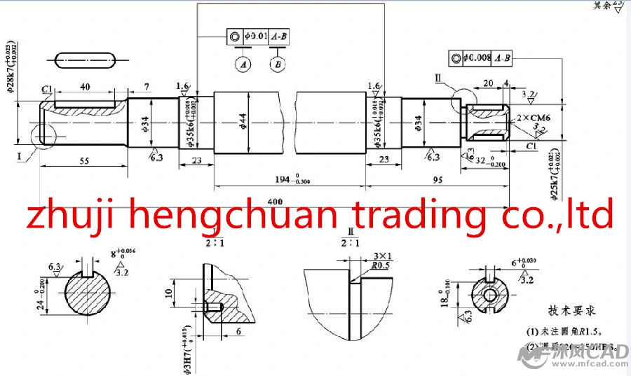 Finish Machining Shaft Conveyor Roller Idler Parts