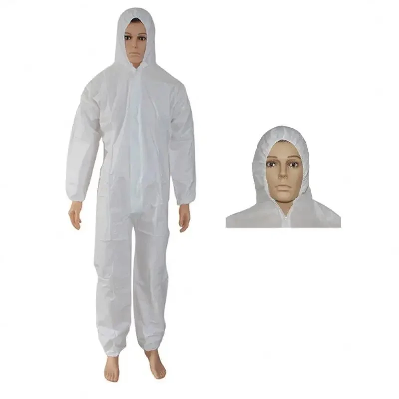 Light Chemical Protective Clothing Disposable Waterproof Hooded Coverall Suit Non Woven Microporous for Body Protection