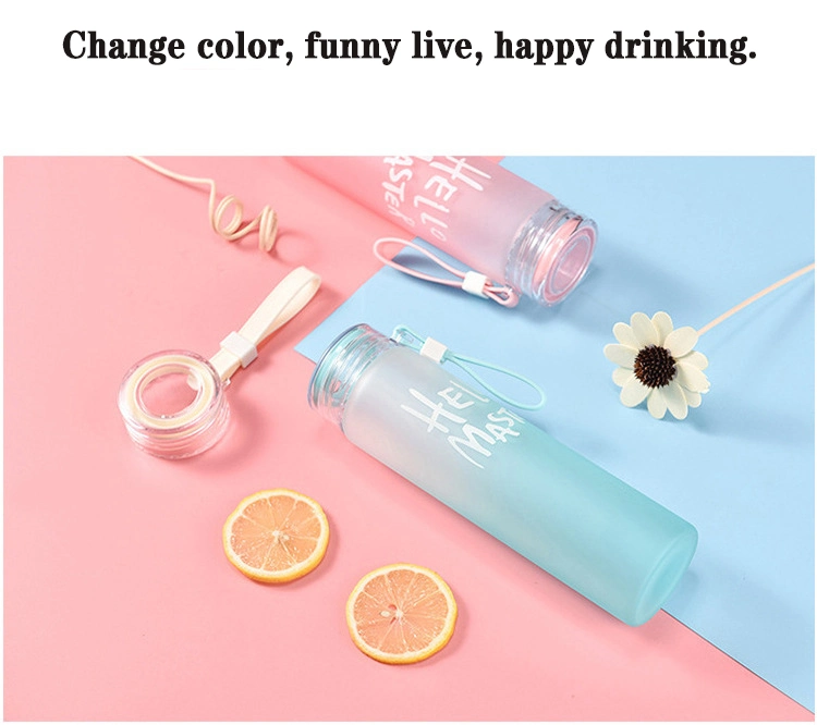 Promotional Custom Logo Colorful Frosted Glass Water Bottles