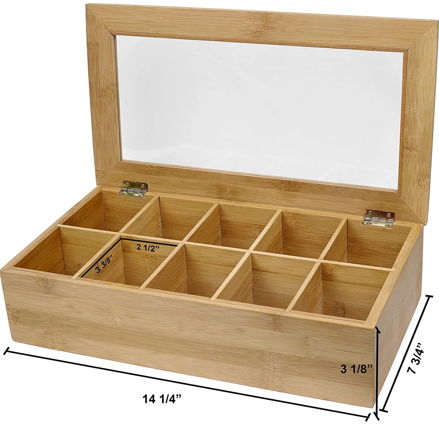 Boîte de rangement en bambou de qualité supérieure avec 10 compartiments pour Armoires de cuisine