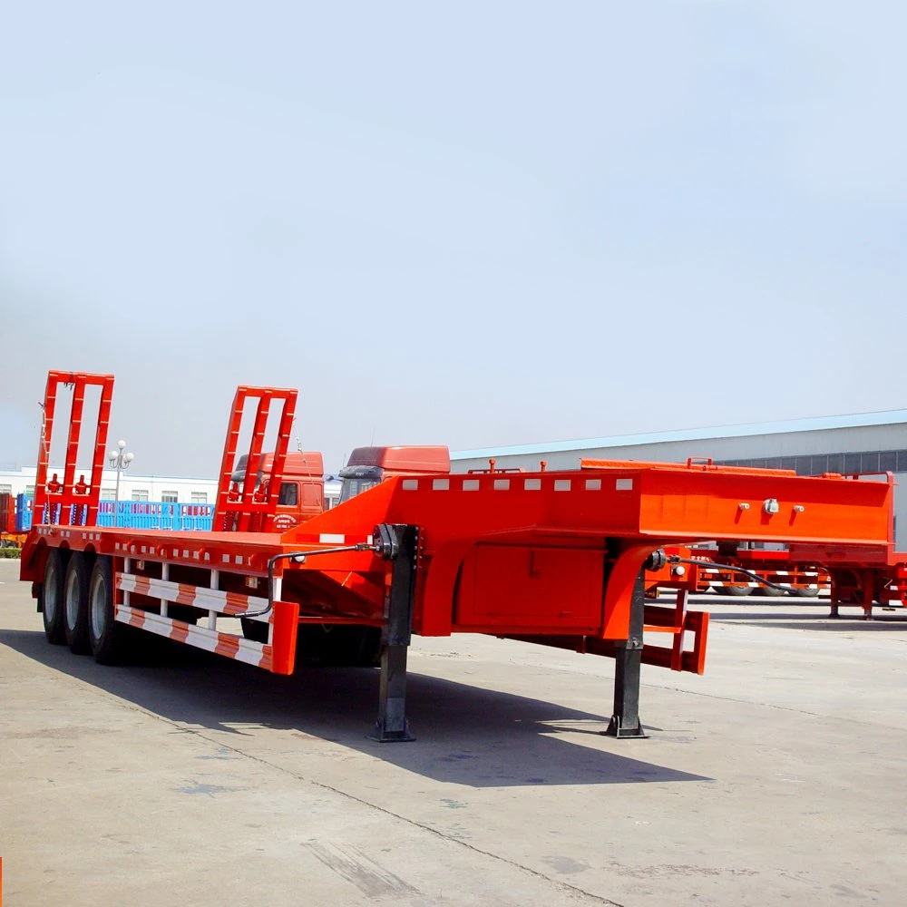 Customized 60 Tons Galvanized Gooseneck Excavator Trailer Lowbed Semitrailers Loading Capacity Drop Deck Low Bed Truck Trailer