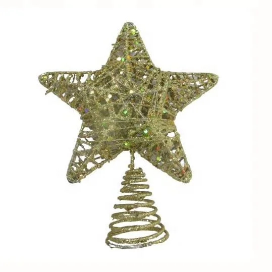 15cm Christmas Shiny Gold Hollow-out Tree Top Star with Decoration