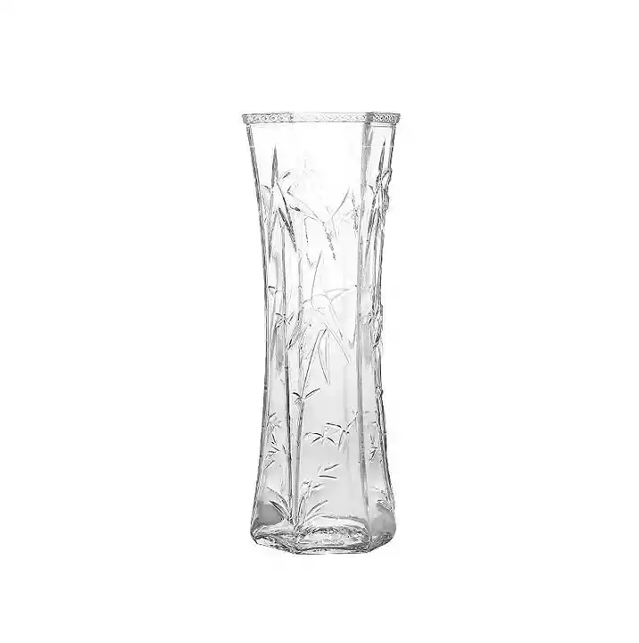 Vaso de vidrio alto chino de cilindro decorativo de lujo