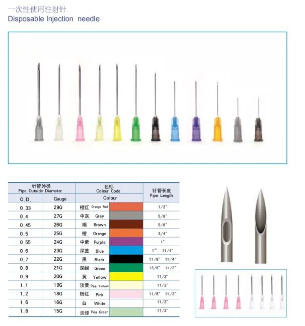 Disposable Hypodermic Hypodermic Medical Injection Syringe Needles for Infusion Set