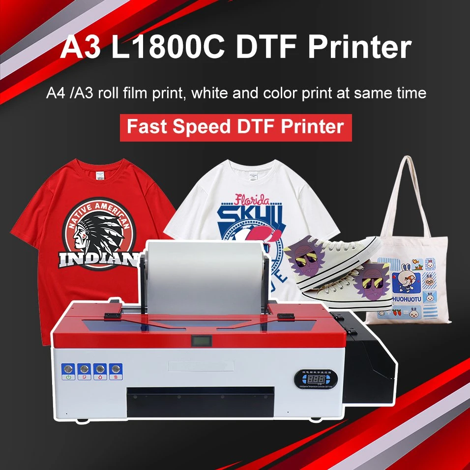 A3 Dtf Transfer Film Printer A3 L1800 T Shirt Printer for Fabrics, Leather, Toys, Swimwear, Handicrafts, T Shirt, Pillow Textile T-Shirt Printing Machine