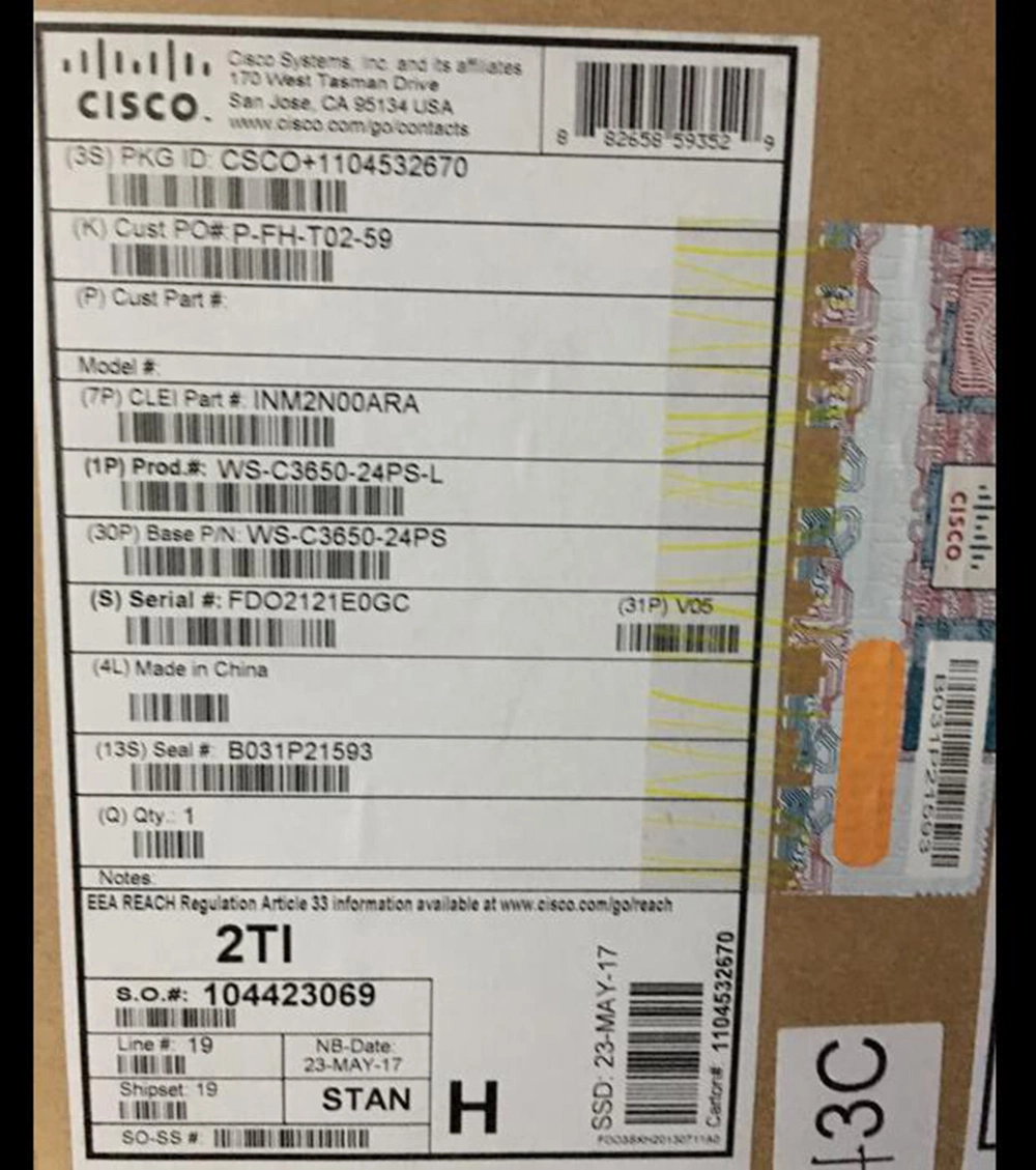 Cisco WS-C3650-48TS-L Cisco Catalyst 3650 datos de 48 puertos de enlace ascendente de 4X1g conmutador Ethernet LAN Base