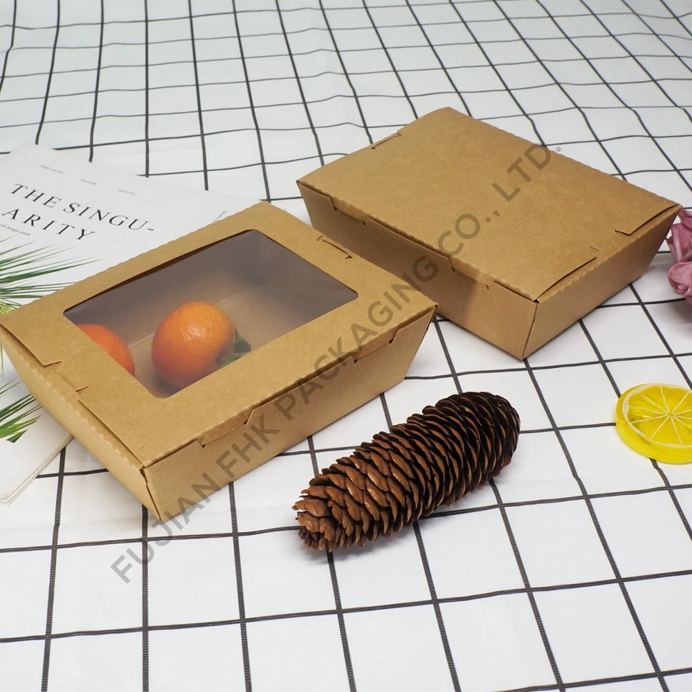 Embalagem impressão de alimentos recipiente salada fruta take away caixa almoço Papel Kraft Box