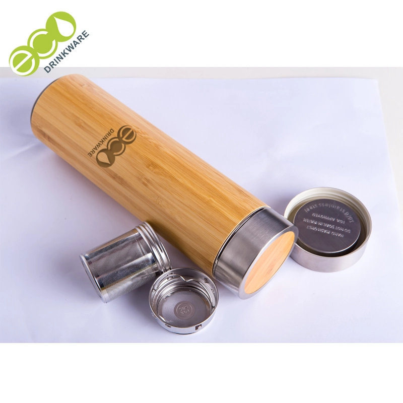 GB8060 500ml China Wholesale/Supplier Bamboo Tumbler Stainless Steel Vacuum Flask Bamboo Coffee Mugs Bamboo Cup