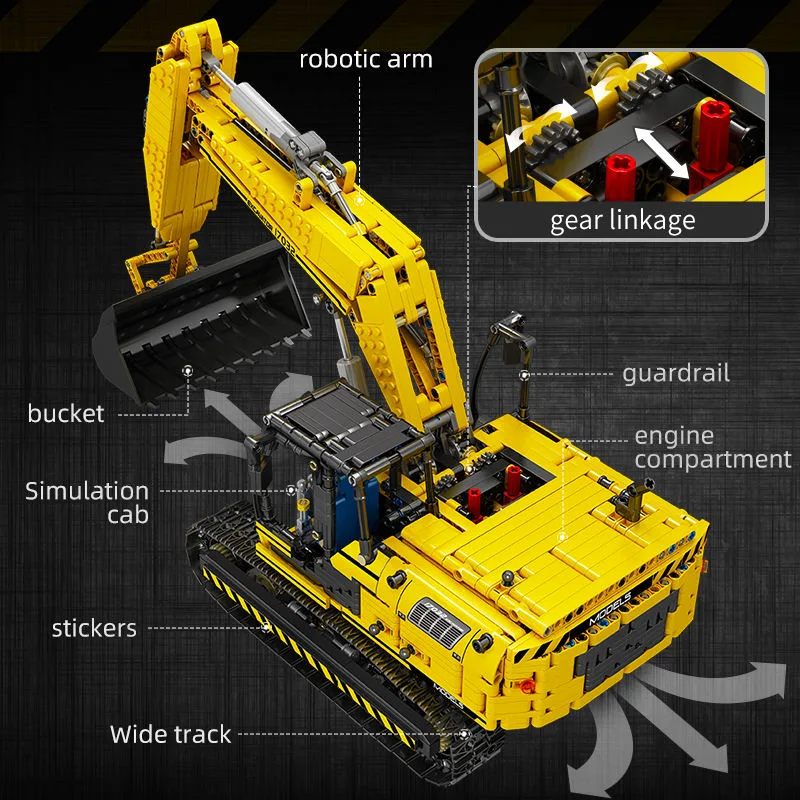 Bloque de construcción Excavadora motorizada coche juguete niños Educación DIY plástico Regalo ladrillo