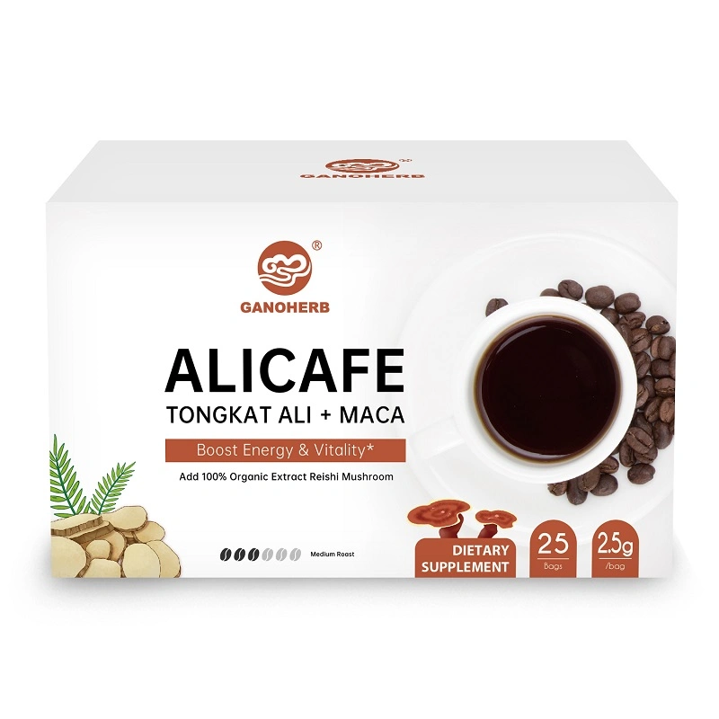 Ganoderma Lucidum café Herbal fort Tongkat Ali pénis agrandissement instantané Maca Coffee pour les fournisseurs de soins de santé de l'homme