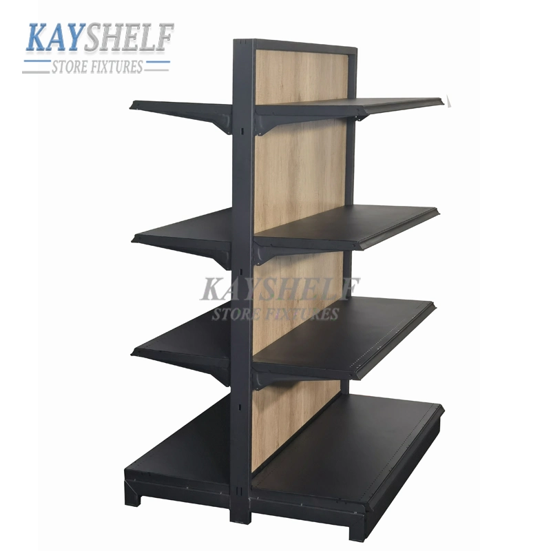 Tienda rack ajustable góndola estilo madera Supermercados Tienda Accesorios