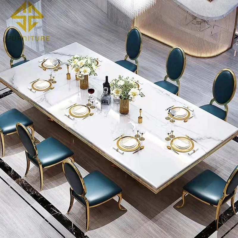 Hot Sale Golden Stainless Steel Wedding Dining Table Wholesale/Supplier Wedding Furniture