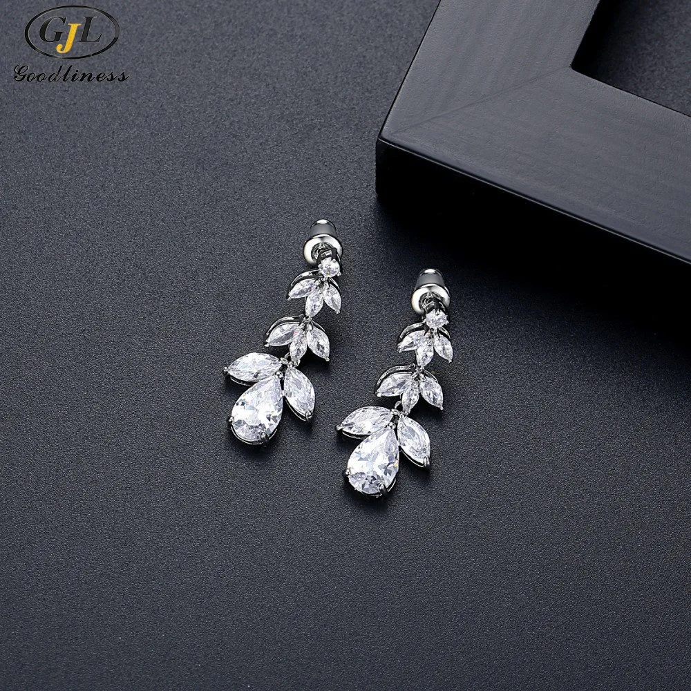 Factory Wholesale/Supplier Brass Zircon Drop Pendant Earrings for Women