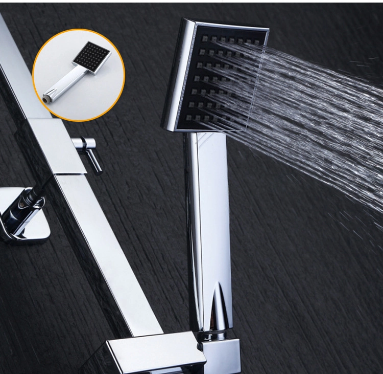 Chrome Ther Mostatic Mixer Shower Set with Square Rainfall Shower Sets