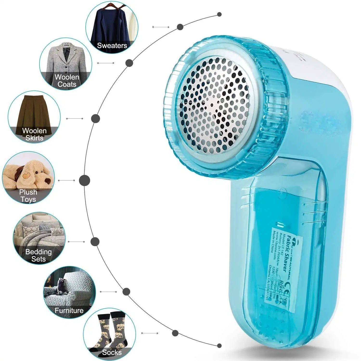 Sweater Defuzzer 2-Speeds 2 Replaceable Stainless-Steel-Blades Battery Operated Fabric Shaver Lint Remover