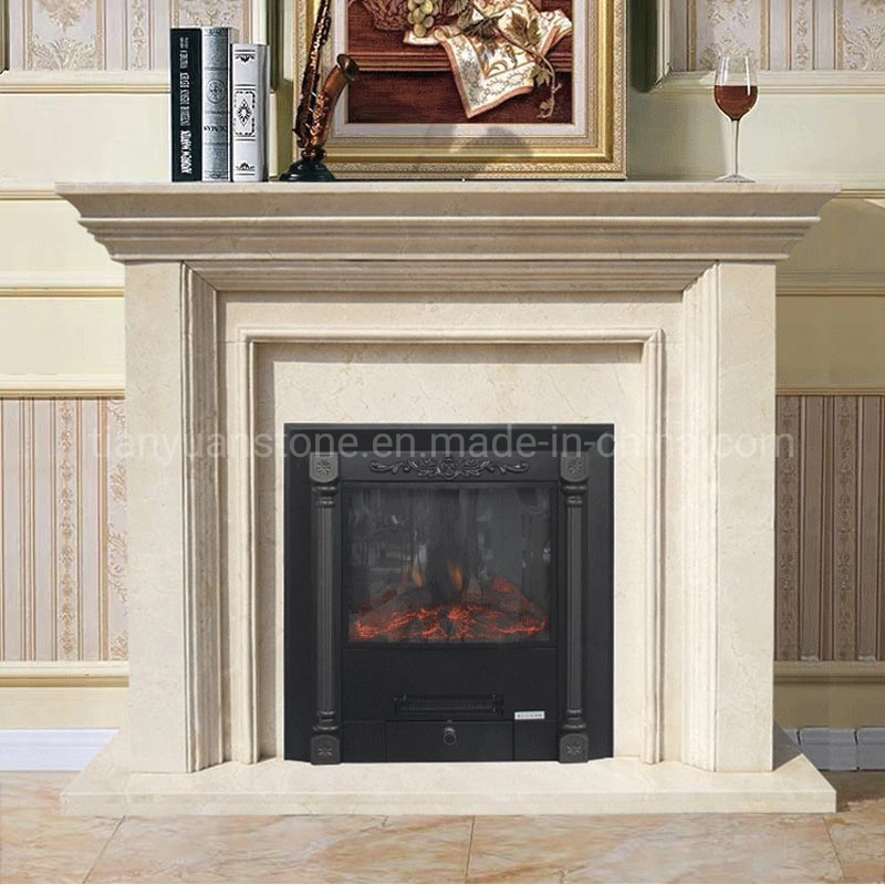 Beige Marble Fireplace Surrounds, Electric Fireplace, Outdoor Marble Fireplace