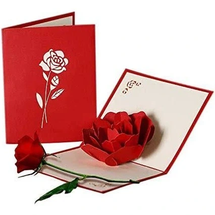 Custom 3D Big Rose Handmade Greeting Card Love Pop up Cards