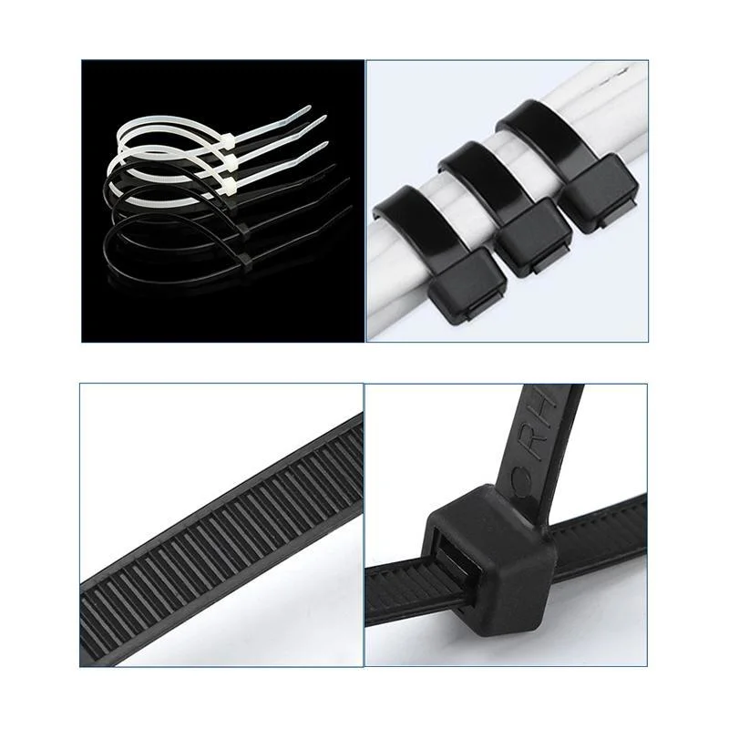 Plastic Bushing Cable Tie Single Head Insertion Fixing, Black & White UL94V-2 Nylon Cable Ties