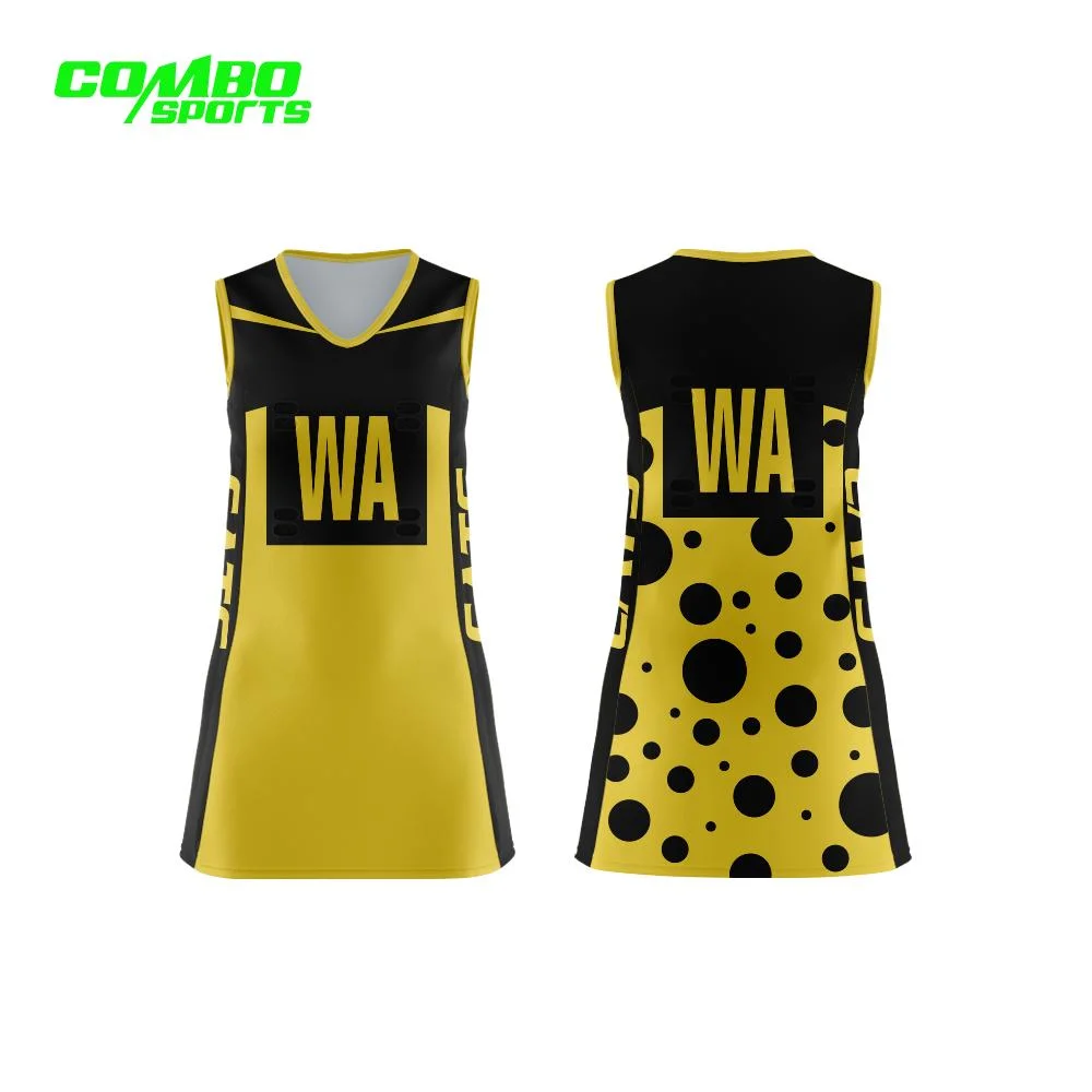 OEM Custom 100% Polyester Sublimation High quality/High cost performance  Netball Dress Jersey