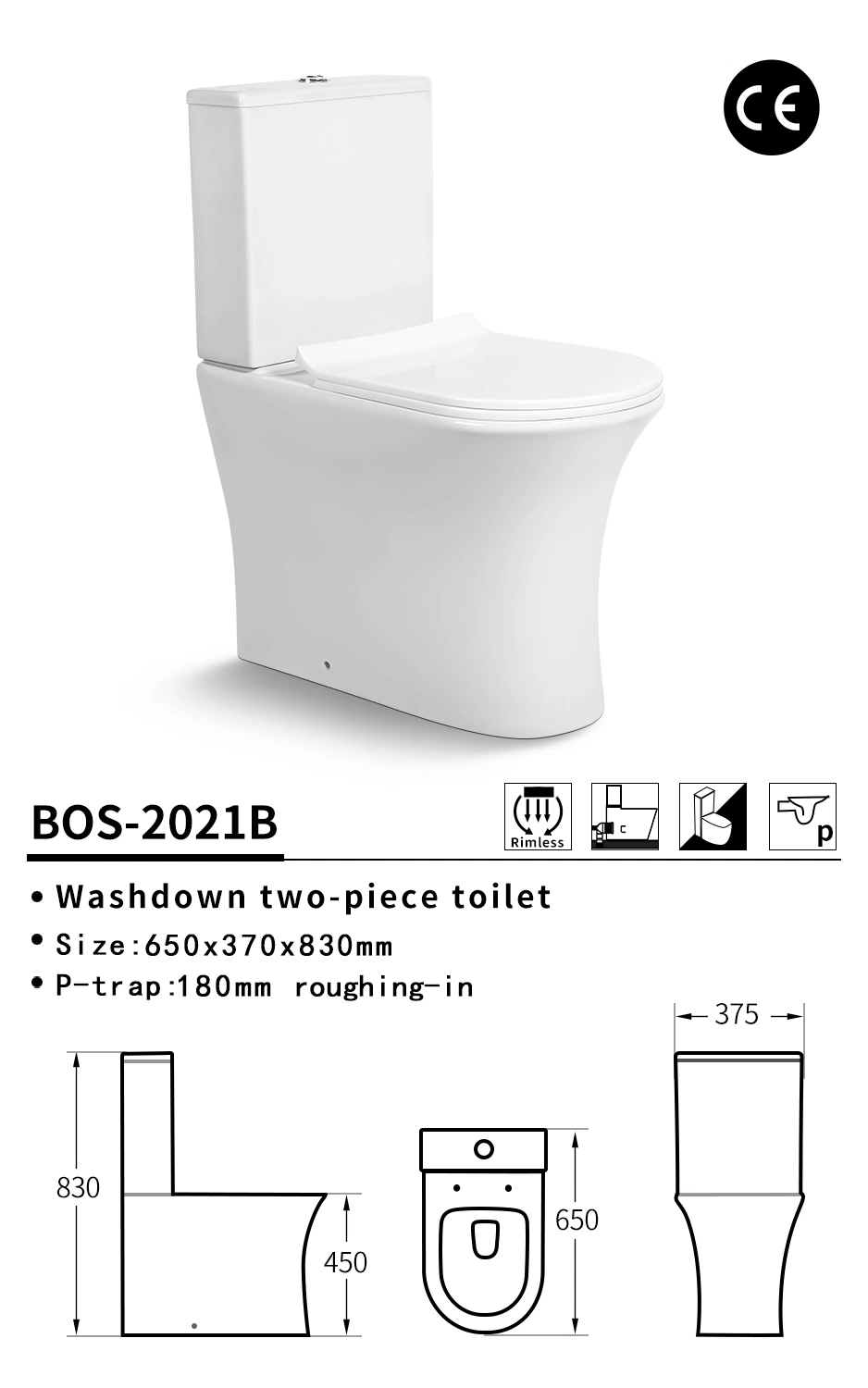 Gravity Fluushing Baño de cerámica dos piezas inodoro Commode