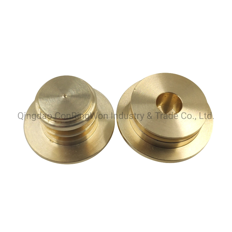 CNC Turning Brass Part for Power Cable Connector, 24K Gold-Plated