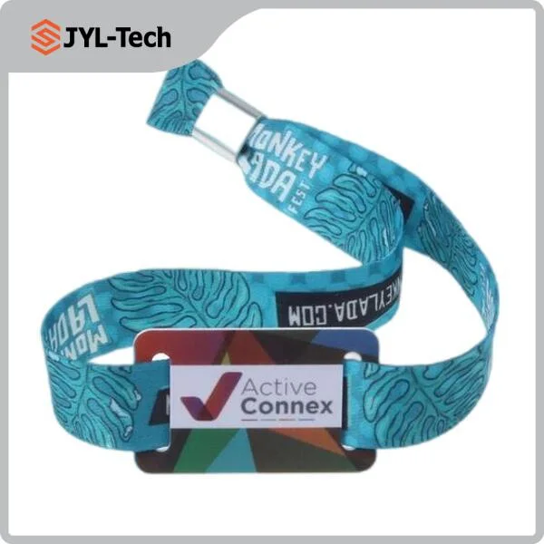 13.56MHz Custom Printed NFC RFID Fabric Woven Wristband Bracelet for Events