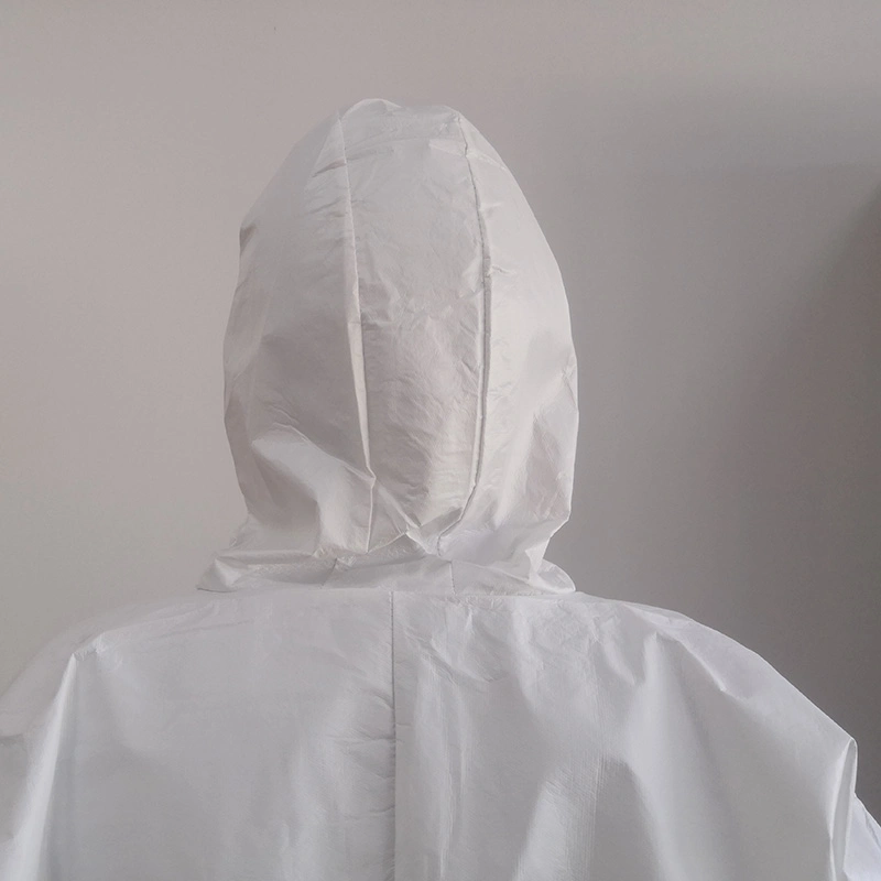 Todo el cuerpo blanco traje Hazmat PPE tipo Mono de Protección Personal5b 6b en ropa de trabajo de seguridad laminado SF14126
