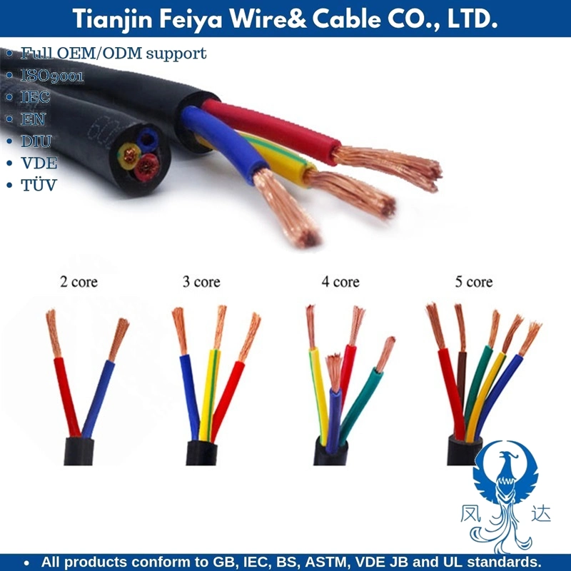 Nyy H07z-R 450/750V BVV Rvv PVC/XLPE النحاس الخالي من الرصاص كبل كهربائي مرن متعدد المراكز من نوع Conductor Wire