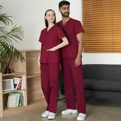 Unisex Mens Nurse White Stitching Other White Scrub Suit/White Nurse Uniform Short/Long Sleeve Nurse Uniform Suit for Hospital Clinic Pet Veterinary Center