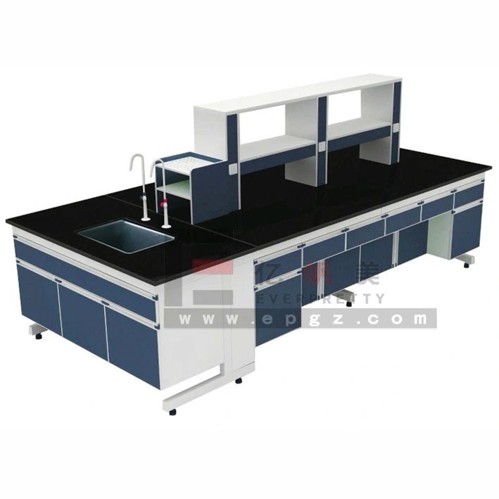 High-Quality School Laboratory Furniture Center Lab Bench with Shelf