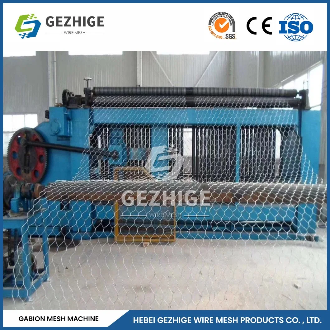 Gezhige Custom Automatic Wire Mesh Machine Manufacturing 60*80 mm Mesh Opening Woven Gabion Wire Machine China Infrared Ray Safety Gabion Packing Machine