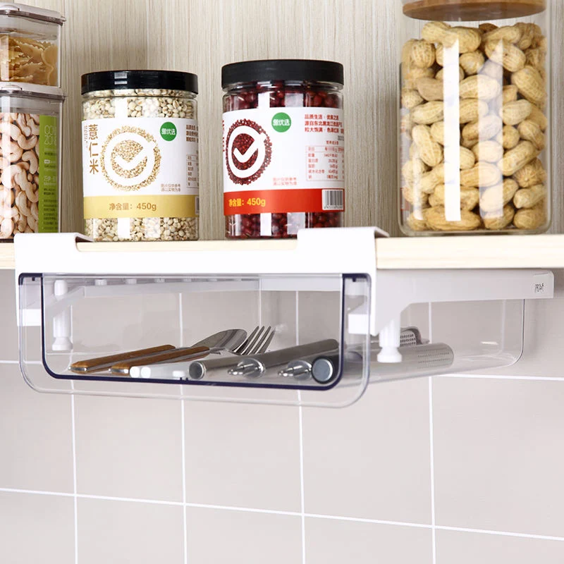 Kitchen Freezer Food Grade Vegetable Storage Holder Transparent Plastic Refrigerator Hanging Storage Bin