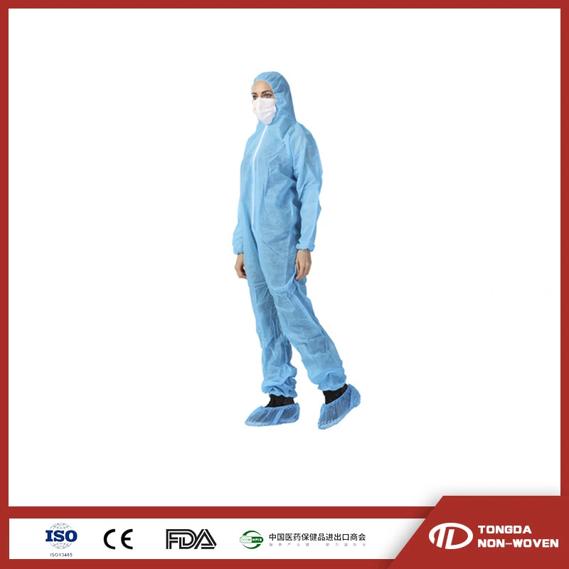 Jumpsuit Fully Body Dust Proof Non Woven Protective Safety Disposable Hooded Without Boot SMS Coverall