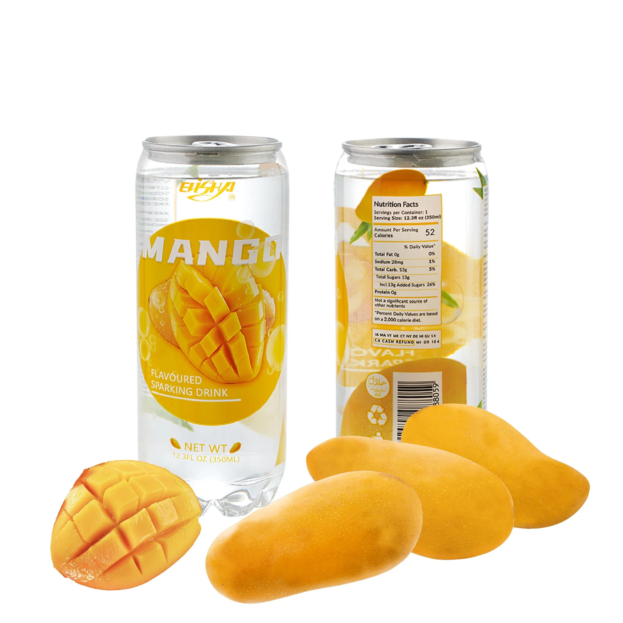 Doce Natural Francês rótulo privativo 350ml de água gaseificada com sabor Mango