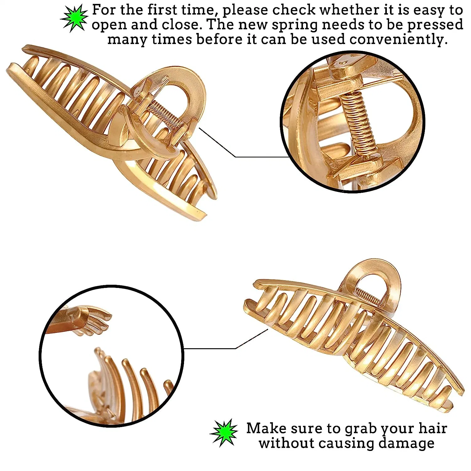 3 PCS No Slip Women Girls (Plastic(Gold+Rose gold+Silver)) Hair Clips