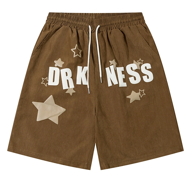 OEM Custom Logo material Deportes Puff impresión Casual pantalones cortos Callejero 3D Puff Printing Short para hombres