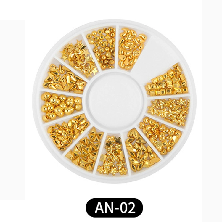 Hollow Studs Gems Rivet Mix-Shape Jewelry and Decorations 3D Geometry Metal Gold Nail Charms