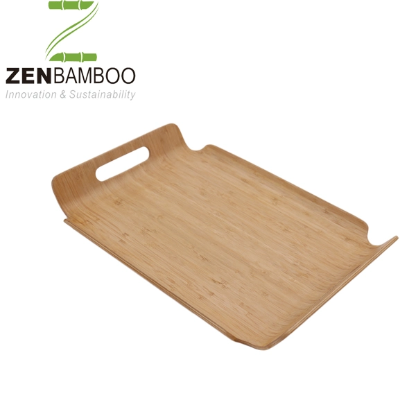 3 Divided Bamboo Round Food Serving Tray for Sale