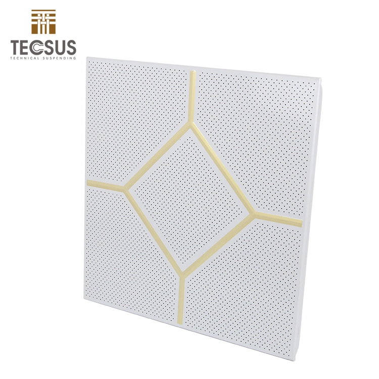 Wooden Grain Lay on Office False Decorative Mesh Perforated Soundproof Metal Ceiling Tiles