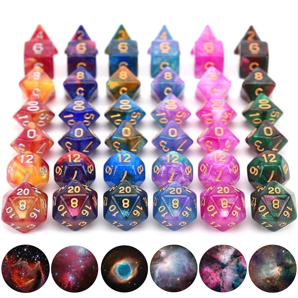 Gemstone de colores Rendimiento de alta calidad/alto costo Metal Casino Rainbow DND Digital dice Con bolsa de terciopelo