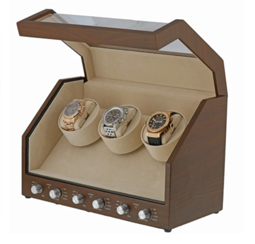 Lacquer Luxury Wooden 3 Watches Display Box Automatic Watch Winder with Show Window