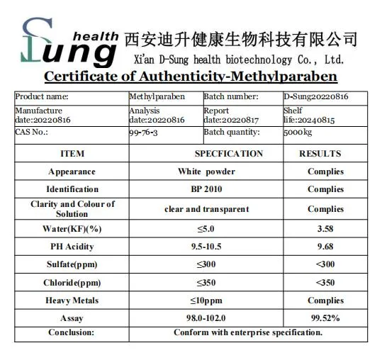 Food Preservative Methylparaben Food Additive Methylparaben Methylparaben