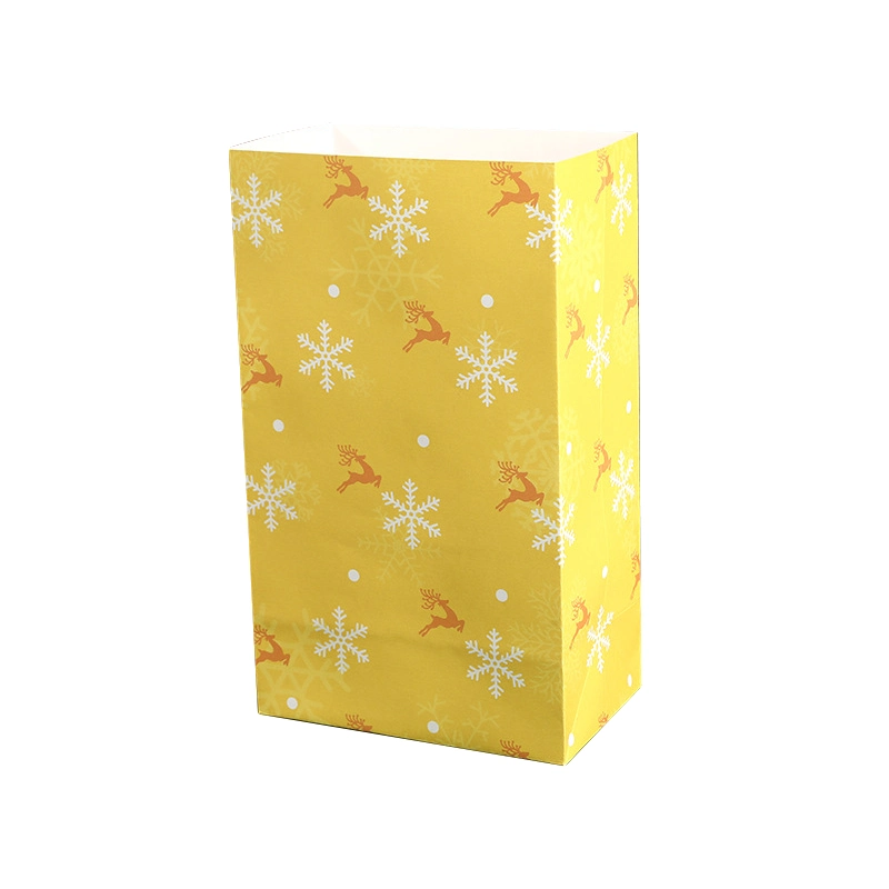 Flat Mouth Square Bottom Christmas Cookie Paper Gift Bag Without Handle Birthday Wedding Candy Bag for Party Get Together