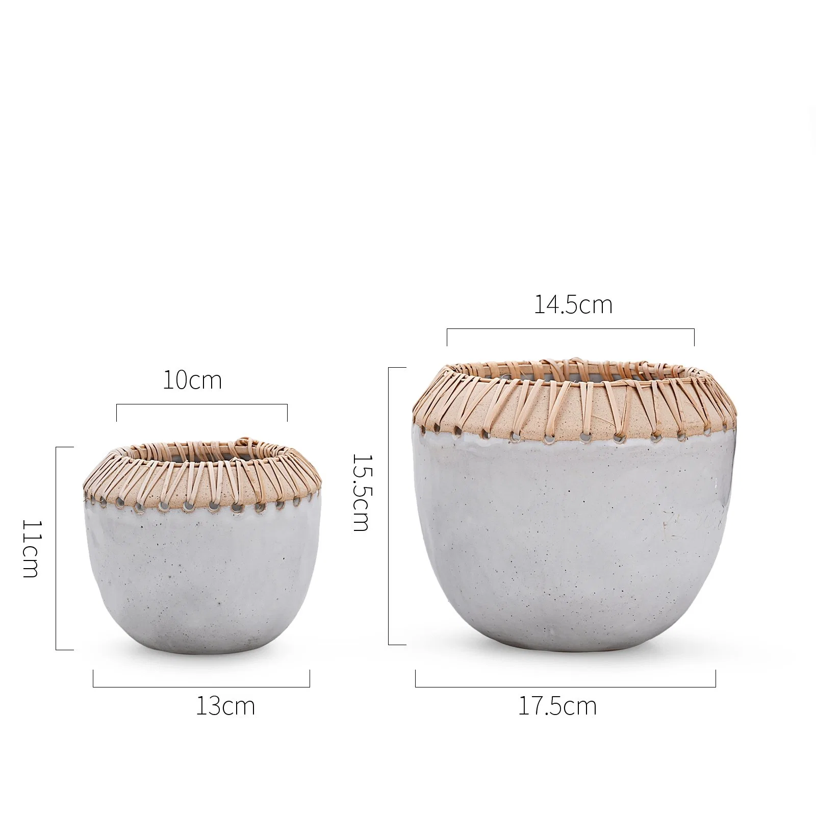 Home Decoration Can Be Made Wall Flower Pot Handmade Small Holes with Rattan Design Round Water Vat Shape Country Effect Pots