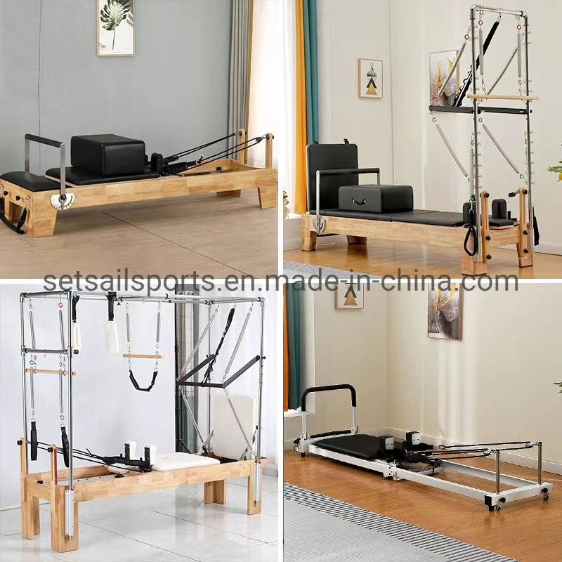 Pilates Home Yoga Training Exercise Equipment Fitness Machine Reformers Aluminum + Wood with Pathway