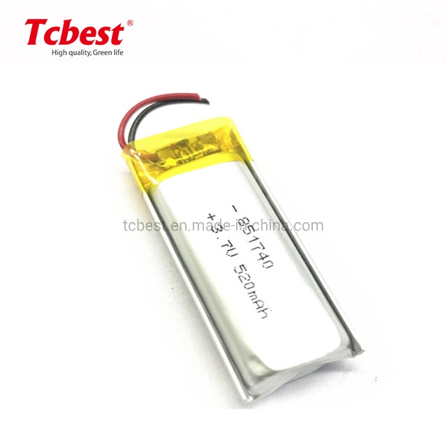 851740 520mAh 3.7V Li-Polymer Rechargeable Battery for Lights